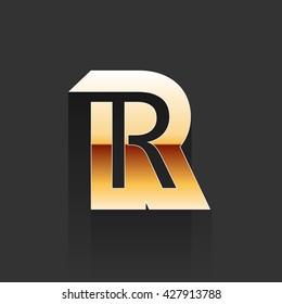 Vector Gold Letter R Shape Logo Element.