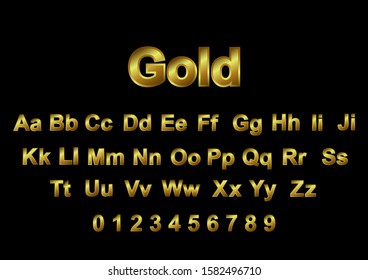 Vector gold letter. Set of golden alphabet. illustration vector design
