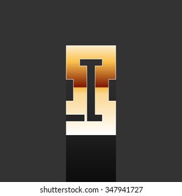 Vector Gold Letter I Shape Logo Element on Dark Background