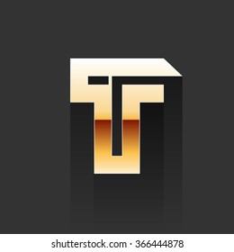Vector Gold Letter T Shape Logo Element