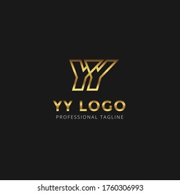 Vector Gold Letter YY logo templates isolated on white black background. Modern Linked Design. 