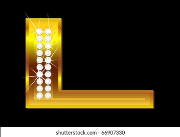 Vector gold letters with brilliants