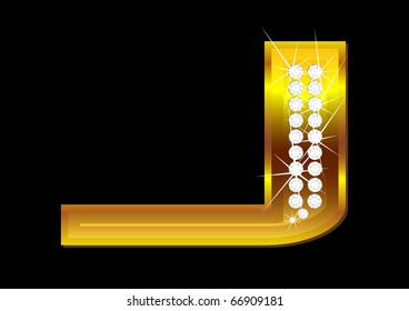 Vector gold letters with brilliants on  black background