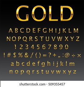 Vector gold letters.Set of golden alphabet.