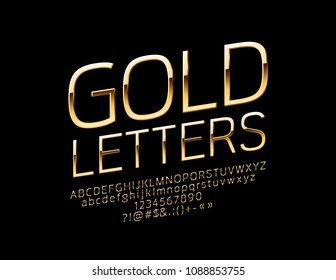 Vector Gold Letters. Luxury thin Font. Elegant Alphabet Letters, Numbers and Symbols