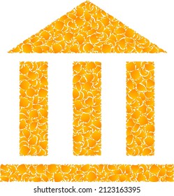 Icono de mosaico de la oficina de la biblioteca oro del vector. La oficina de la biblioteca está aislada en un fondo blanco. Mosaico de elementos de oro basado en el icono de la oficina de la biblioteca.