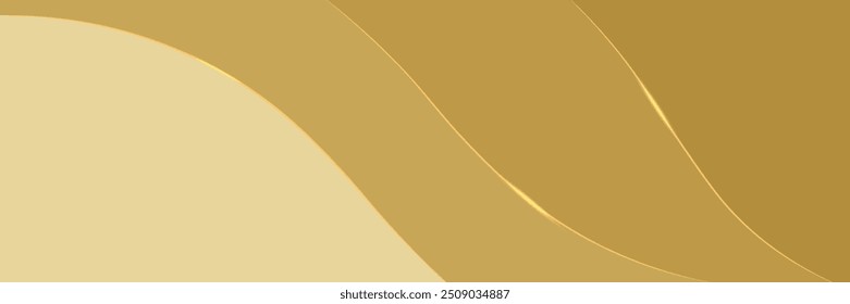 Vector gold line background curve element with white space for text and message design, overlapping layers, vector