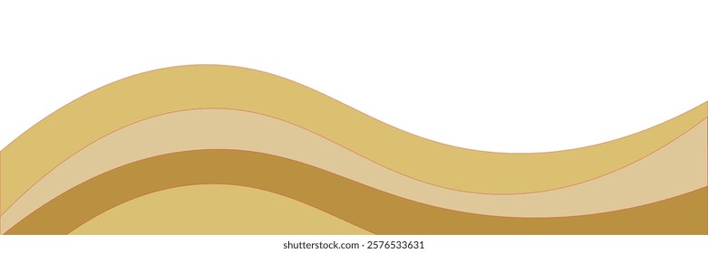 Vector gold line background curve element with white space for text and message design, overlapping layers, vector