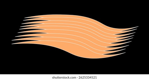 Vector gold line background curve element with black space for text and message design, overlapping layers