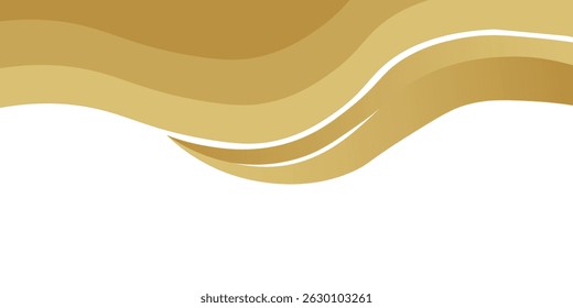 Vector gold line background curve element with white space for text and message design, overlapping layers, vector modern background ilustration.
