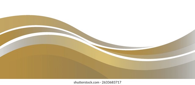 Elemento de curva de fondo de línea de oro de Vector con espacio en blanco para el diseño de texto y mensajes, capas superpuestas, Vector