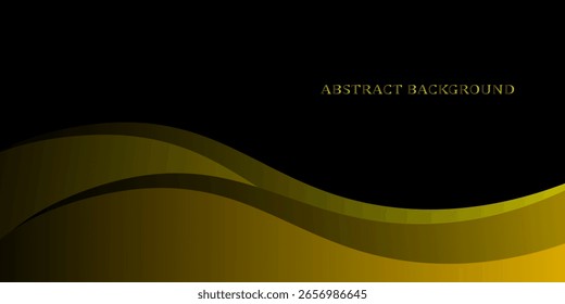 Elemento de curva de fondo de línea de oro de Vector con espacio negro para diseño de texto y mensajes, capas superpuestas, Vector
