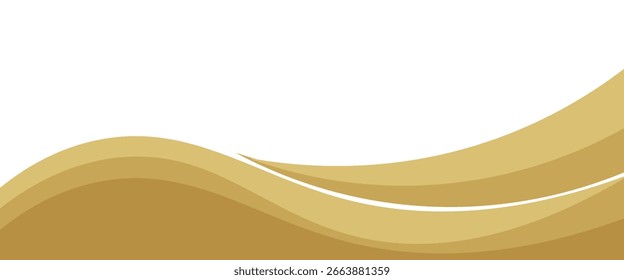 Elemento de curva de fondo de línea de oro de Vector con espacio en blanco para el diseño de texto y mensajes, capas superpuestas, Vector