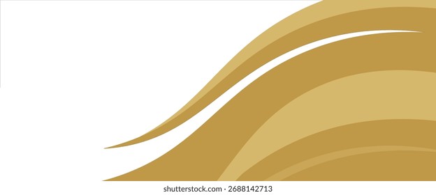 Vector gold line background curve element with white space for text and message design, overlapping layers, vector