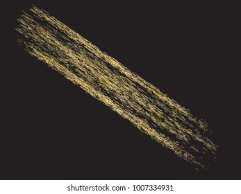vector gold line, grunge brush strokes ink paint isolated on white background  
