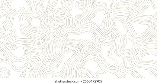 Vector gold line wood texture illustration, organic shape wave pattern, abstract luxury tree graphic, trunk circles, topography map background