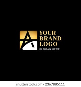 logotipo de oro vectorial de la letra a