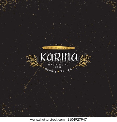 Vector gold logo template. Flourishes calligraphic elements and frames. Modern style of design elements, postcard, banners.