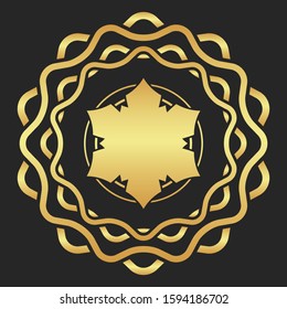 Vector gold lotus symbol. Elegant fashion flower.