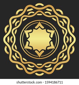 Vector gold lotus symbol. Elegant fashion flower.