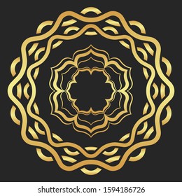 Vector gold lotus symbol. Elegant fashion flower.