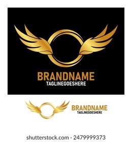 vector gold luxury color oval and wings logo, for company logo and web design. high resolution