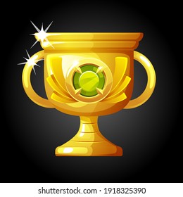 Luxus-Tasse mit Vektorgold mit Diamant. Illustration eines Sieges mit einem Juwel.
