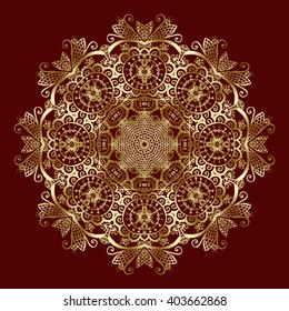 Vector gold mandala. Ethnic indian vintage pattern.