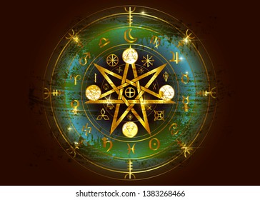 Vector Gold Mandala Witches runes