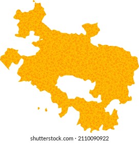 Vector Gold map of Alava Province. Map of Alava Province is isolated on a white background. Gold items texture based on solid yellow map of Alava Province.