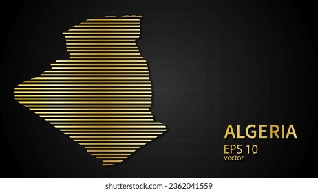  Vector gold map of Algeria, futuristic modern website background or cover page .