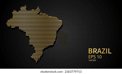  Vector gold map of Brazil, futuristic modern website background or cover page .