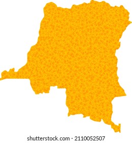 Mapa del oro vectorial de la República Democrática del Congo. Mapa de la República Democrática del Congo aislado en un fondo blanco.