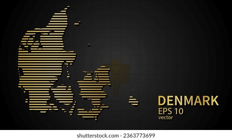  Vector gold map of Denmark, futuristic modern website background or cover page .