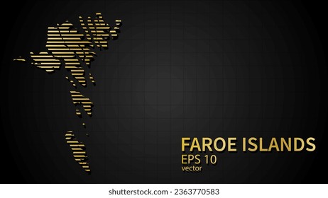  Vector gold map of Faroe Islands, futuristic modern website background or cover page .