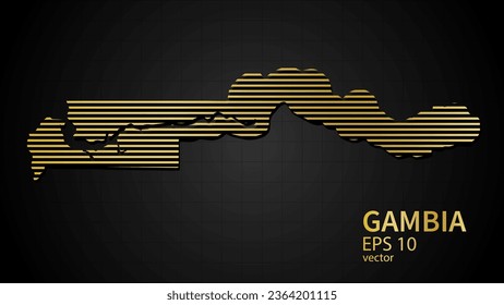  Vector gold map of Gambia, futuristic modern website background or cover page .