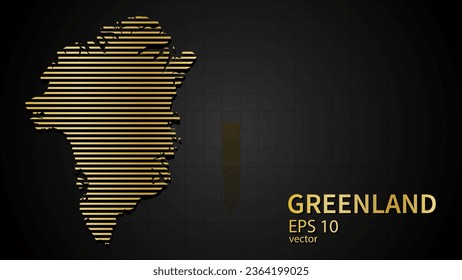  Vector gold map of Greenland, futuristic modern website background or cover page .