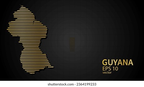  Vector gold map of Guyana, futuristic modern website background or cover page .