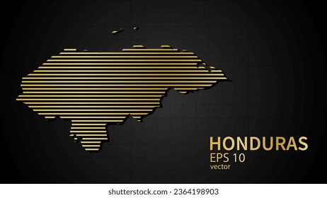  Vector gold map of Honduras, futuristic modern website background or cover page .
