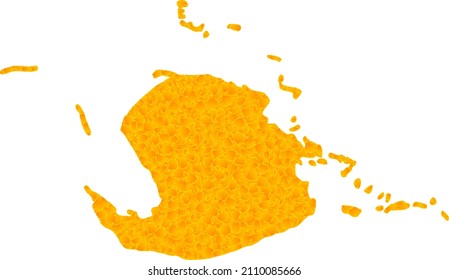 Vektor Gold Karte von Juventud Island. Karte von Juventud Island ist einzeln auf weißem Hintergrund. Goldene Partikel Mosaik auf der Basis einer gelben Karte von Juventud Island.