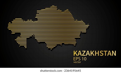  Vector gold map of Kazakhstan, futuristic modern website background or cover page .