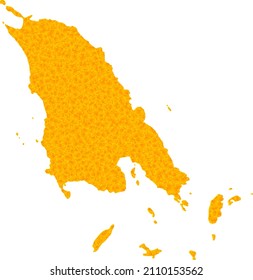Vector Gold map of Koh Chang. Map of Koh Chang is isolated on a white background. Gold items texture based on solid yellow map of Koh Chang.