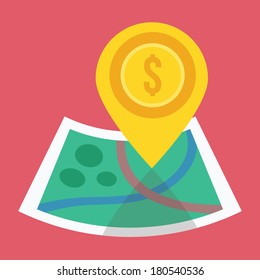 Vector Gold Map Label and Map Icon
