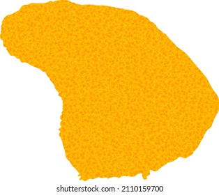 Vector Gold map of Lanai Island. Map of Lanai Island is isolated on a white background. Gold items pattern based on solid yellow map of Lanai Island.