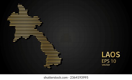  Mapa de oro vectorial de Laos, fondo futurista moderno de la web o portada .