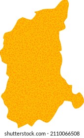 Vector Gold map of Lubusz Province. Map of Lubusz Province is isolated on a white background. Gold particles mosaic based on solid yellow map of Lubusz Province.