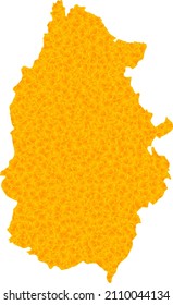 Vector Gold map of Lugo Province. Map of Lugo Province is isolated on a white background. Gold items mosaic based on solid yellow map of Lugo Province.