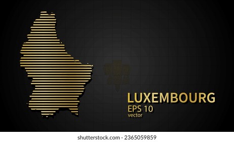  Vector gold map of Luxembourg, futuristic modern website background or cover page .