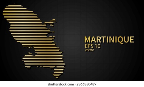  Mapa de oro vectorial de Martinica, página de fondo o portada de la web moderna futurista .