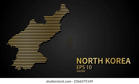  Mapa de oro vectorial de Corea del Norte, fondo futurista moderno de sitio web o portada .